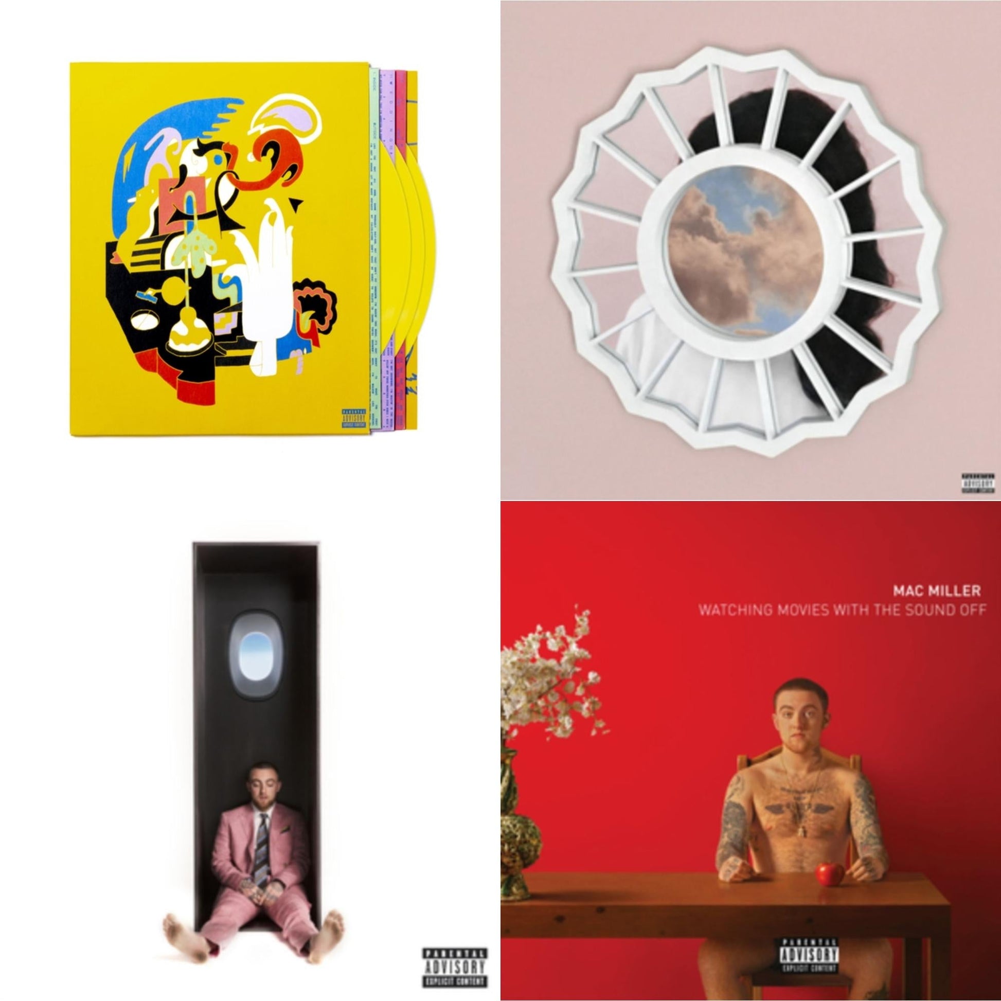 This is a 4 LP Vinyl SKU bundle.
1.This LP Vinyl is brand new.Format: LP VinylMusic Style: Cloud RapThis item's title is: Faces (3LP/Yellow Vinyl)Artist: Mac MillerLabel: WARNER BROS.Barcode: 093624881391Release Date: 10/15/2021
2.This LP Vinyl is brand new.