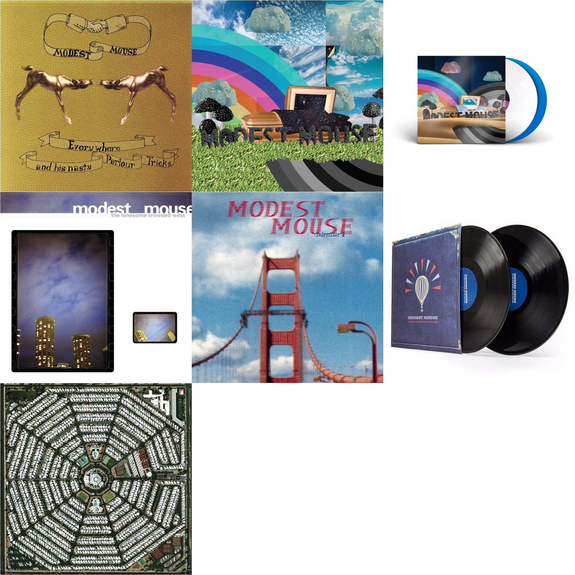 This is a 7 LP Vinyl SKU bundle.
1.This LP Vinyl is brand new.Format: LP VinylMusic Style: Indie RockThis item's title is: Everywhere & His Nasty Parlor Tricks (180G)Artist: Modest MouseLabel: EPICBarcode: 074646210413Release Date: 9/25/2001
2.This LP Vinyl is brand new.