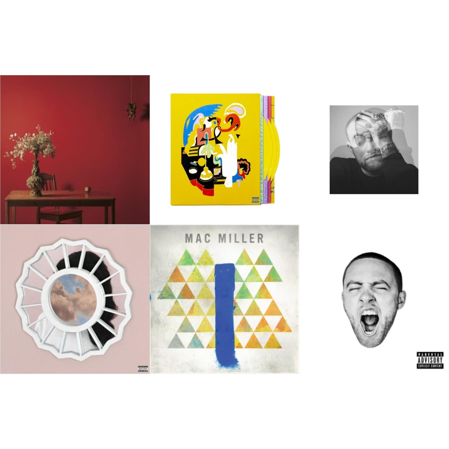 This is a 6 LP Vinyl SKU bundle.
1.This LP Vinyl is brand new.Format: LP VinylMusic Style: Cloud RapThis item's title is: Faces (3LP/Yellow Vinyl)Artist: Mac MillerLabel: WARNER BROS.Barcode: 093624881391Release Date: 10/15/2021
2.This LP Vinyl is brand new.