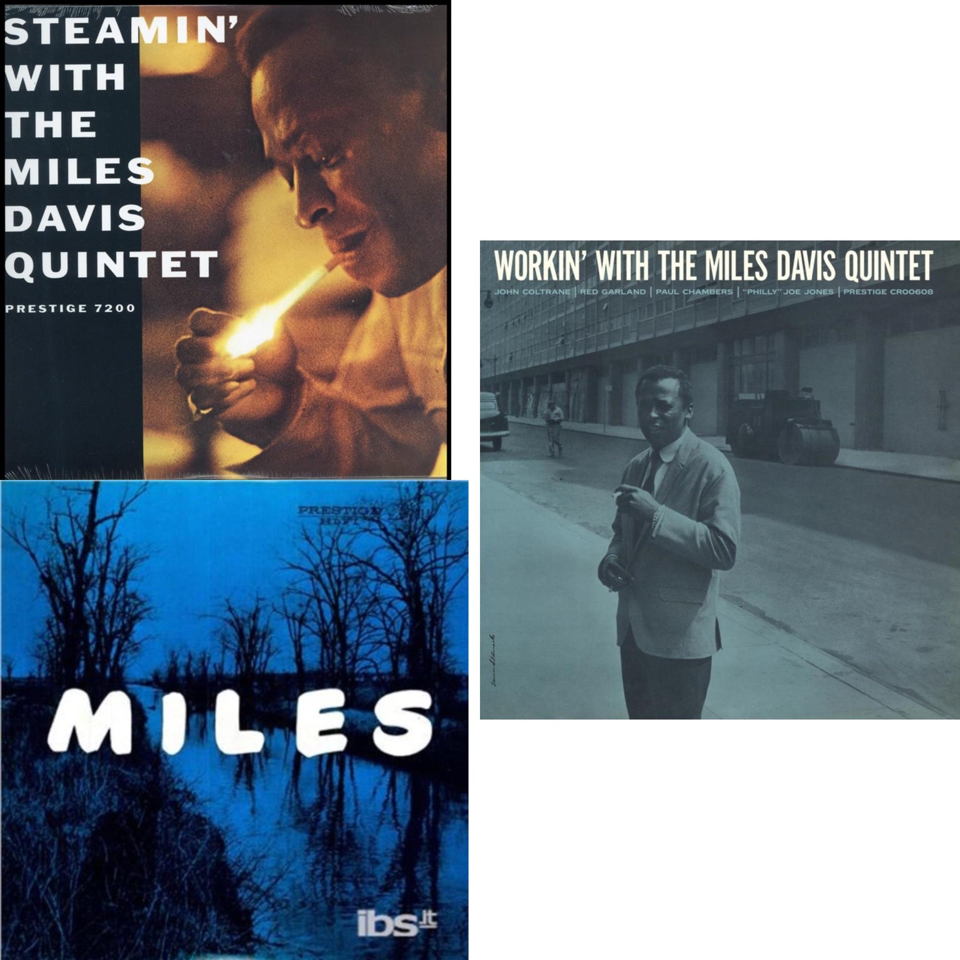 This is a 3 LP Vinyl SKU bundle.
1.This LP Vinyl is brand new.Format: LP VinylMusic Style: Hard BopThis item's title is: Steamin With The Miles Davis QuintetArtist: Miles Quintet DavisLabel: PrestigeBarcode: 025218639118Release Date: 9/16/2011
2.This LP Vinyl is brand new.