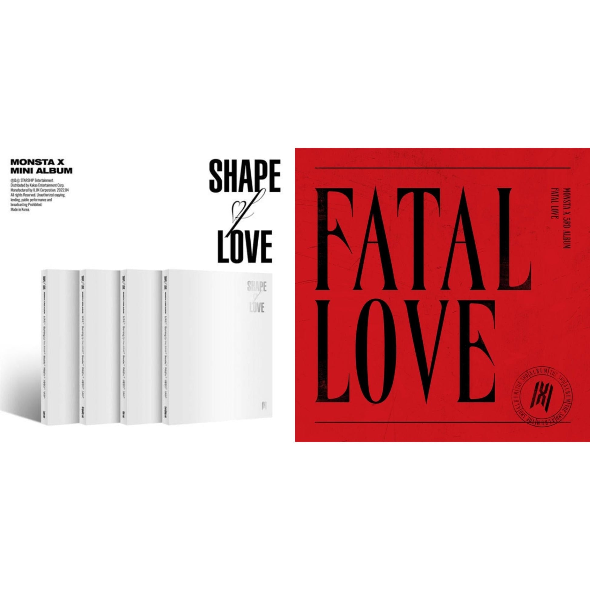 This is a 2 CD SKU bundle.
1.This CD is brand new.Format: CDThis item's title is: Shape Of LoveArtist: Monsta XBarcode: 8804775251252Release Date: 4/12/2022
2.This CD is brand new.Format: CDMusic Style: K-popThis item's title is: Fatal Love: Vol.