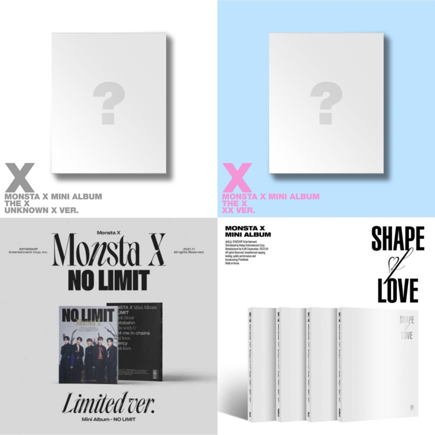 X (Unknown X Ver.) & X (Xx Ver.) & No Limit (Limited Ver.) & Shape Of Love