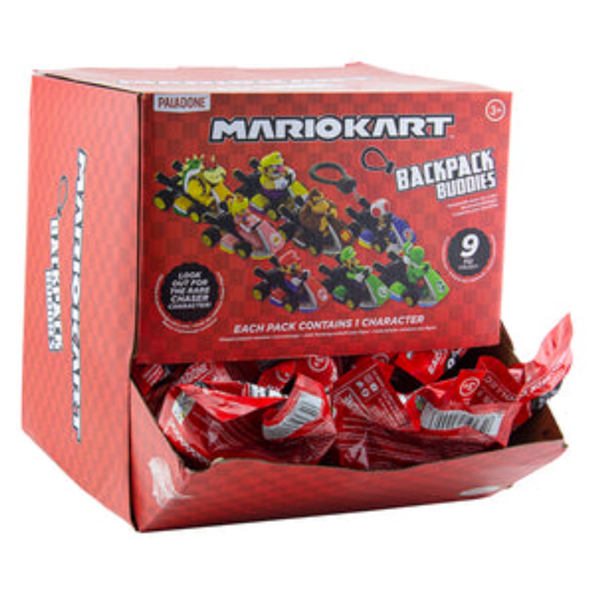 This is brand new.Hit the track with Nintendo’s fastest crew in this collectible series of Mario Kart Backpack Buddies. Each blind bag includes one highly detailed figure keychain from the world of Mario Kart, including fan favorites like Mario, Luigi, Peach, Yoshi, Bowser, and more.