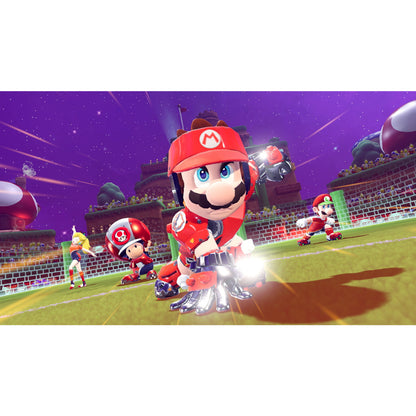 This is brand new.Tackle, pass, and score in battle soccer with the Mushroom Kingdom gang Introducing Strike, a 5-on-5, soccer-like sport with no rules—do whatever it takes to win! Get gritty and try score the most goals by tackling enemies, using items, and pulling off score-boosting special shots.