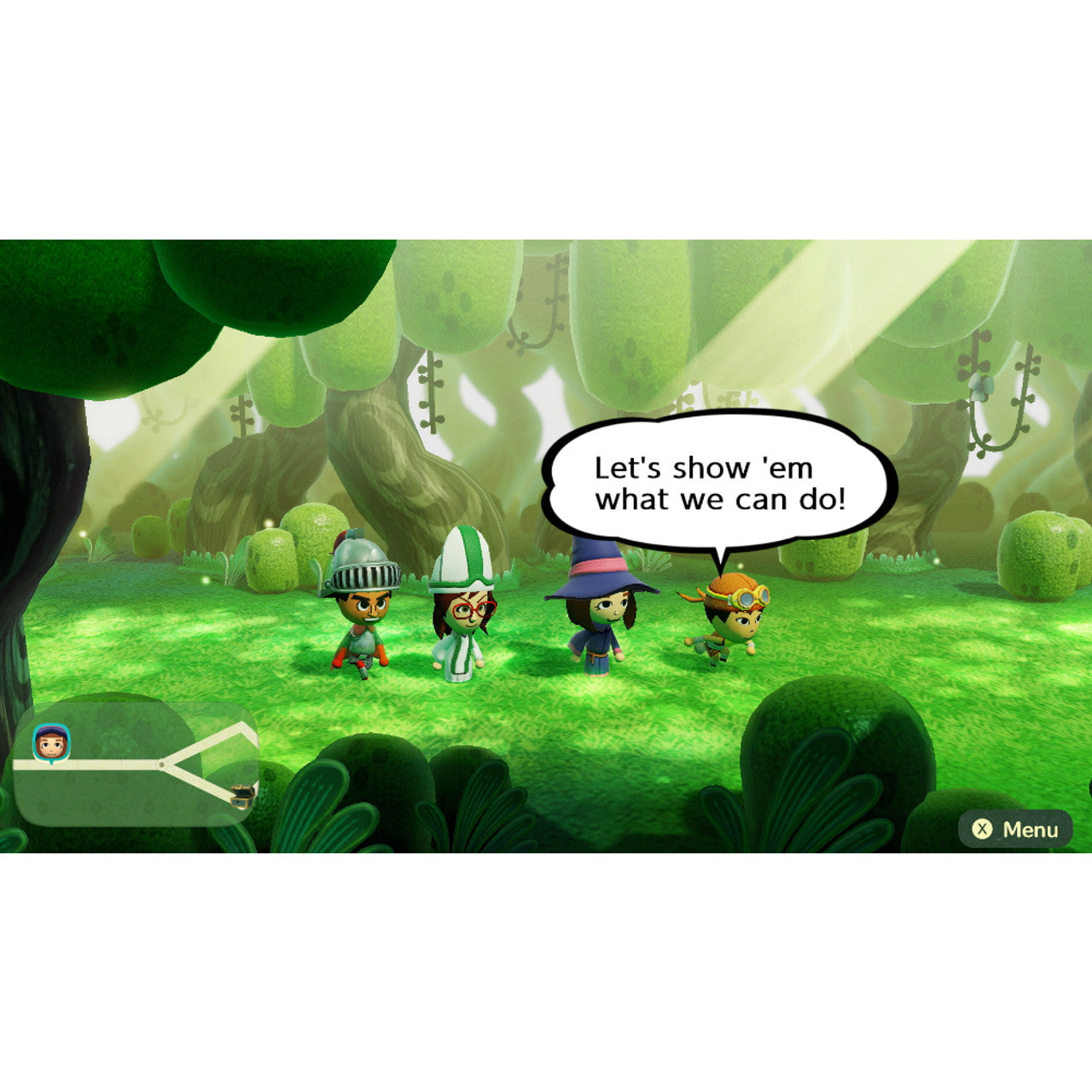 This is brand new.Star in your own adventure alongside…anyone! Choose Mii™ characters to cast as allies and enemies as you venture forth to bring down the face-stealing Dark Lord. Any Mii character you create can be used, and you can also add wigs and makeup to give your characters more…character.