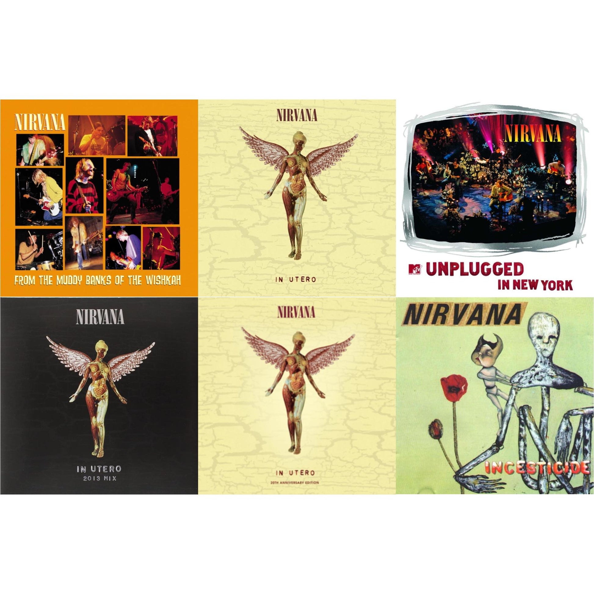 This is a 6 LP Vinyl SKU bundle.
1.This LP Vinyl is brand new.Format: LP VinylMusic Style: GrungeThis item's title is: In Utero (30Th Anniversary) (LP/10 Inch)Artist: NirvanaLabel: GEFFENBarcode: 602455178589Release Date: 10/27/2023
2.This LP Vinyl is brand new.