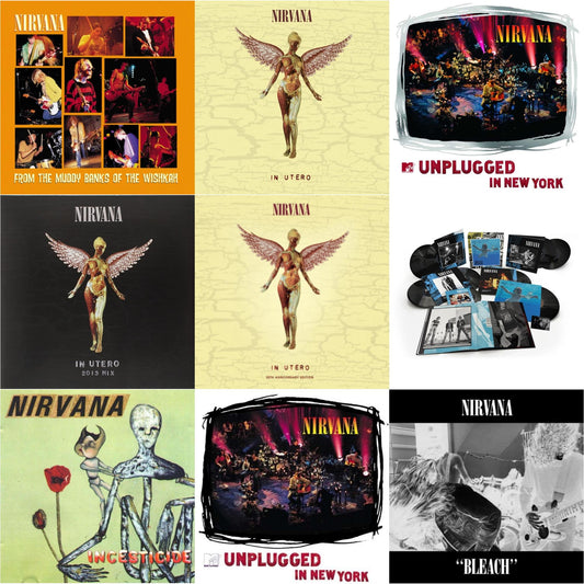 This is a 9 LP Vinyl SKU bundle.
1.This LP Vinyl is brand new.Format: LP VinylMusic Style: GrungeThis item's title is: BleachArtist: NirvanaLabel: SUBPOPBarcode: 098787003413Release Date: 10/1/1993
2.This LP Vinyl is brand new.