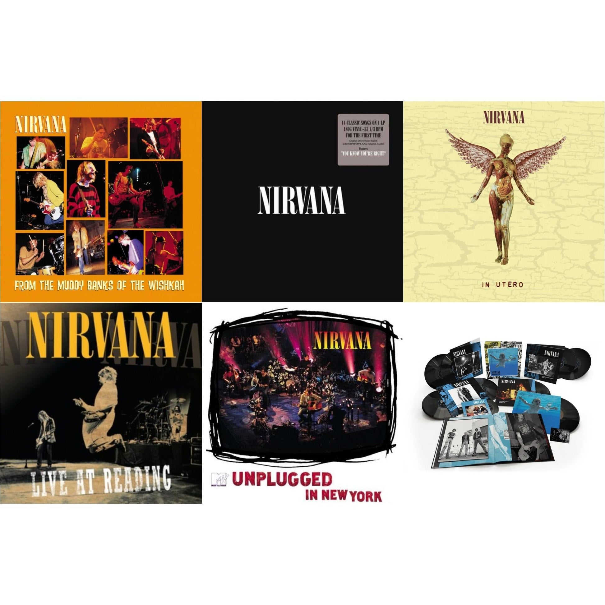 This is a 6 LP Vinyl SKU bundle.
1.This LP Vinyl is brand new.Format: LP VinylMusic Style: Alternative RockThis item's title is: Nevermind (30Th Anniversary/Super Deluxe/8LP/7Inch)Artist: NirvanaLabel: GEFFENBarcode: 602435979861Release Date: 5/27/2022
2.This LP Vinyl is brand new.