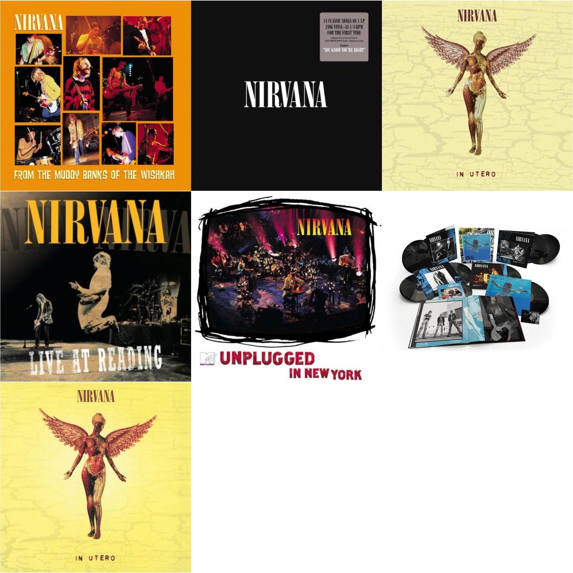 This is a 7 LP Vinyl SKU bundle.
1.This LP Vinyl is brand new.Format: LP VinylMusic Style: Alternative RockThis item's title is: Nevermind (30Th Anniversary/Super Deluxe/8LP/7Inch)Artist: NirvanaLabel: GEFFENBarcode: 602435979861Release Date: 5/27/2022
2.This LP Vinyl is brand new.