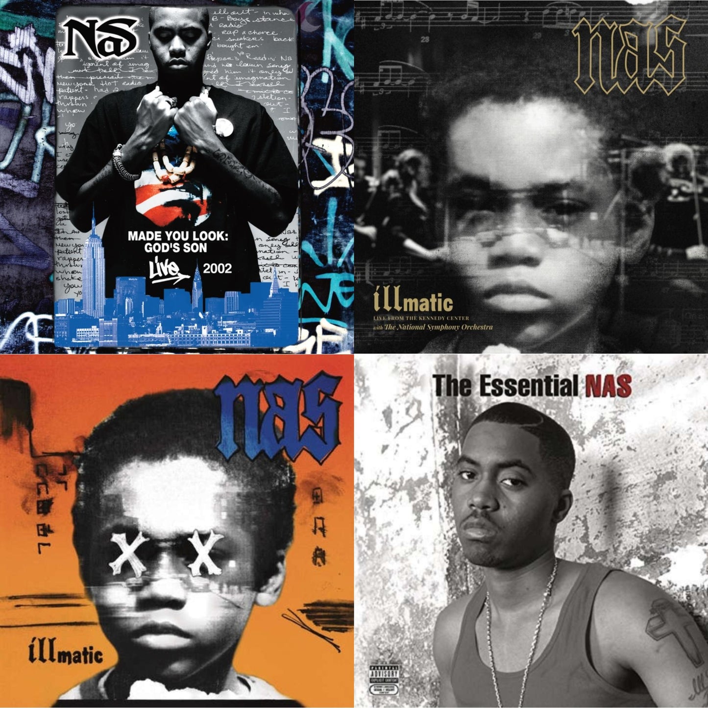 Made You Look: God's Son Live 2002 (Rsd) & Illmatic: Live From The Kennedy Center (Limited 2LP/180G/Poster/Dl Card) & Illmatic Xx (Pa/180G/Dl Card) & Essential Nas