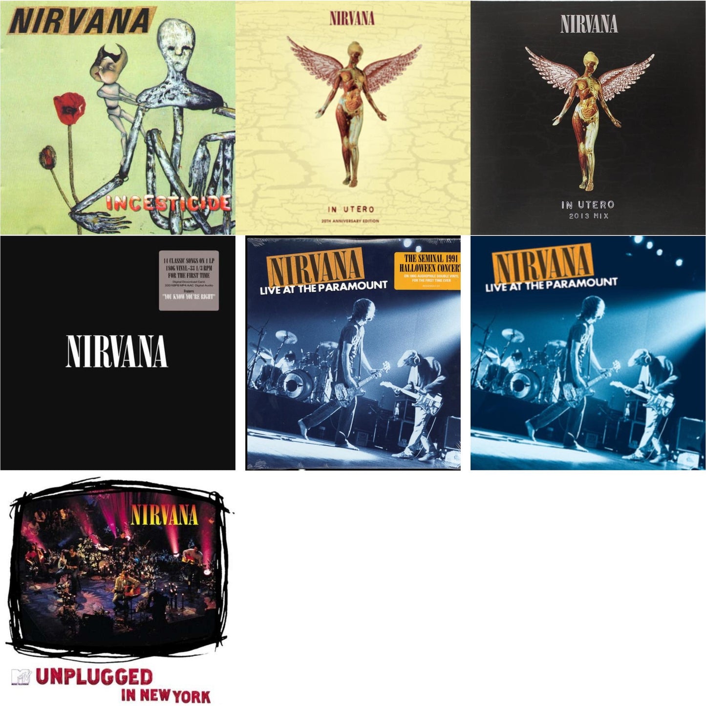 Incesticide (20Th Anniversary 45RPM Edition) & In Utero & In Utero: 2013 Mix (2LP) & Nirvana (150G/Dl Code) & Live At The Paramount (2 LP/180G) & Live At The Paramount (Transparent Orange Vinyl/2LP) & Unplugged In N.Y.