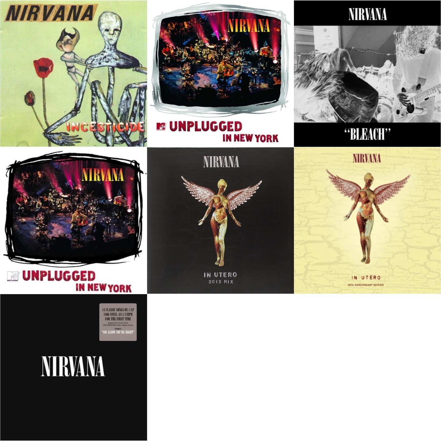 Bleach & Incesticide (20Th Anniversary 45RPM Edition) & In Utero & In Utero: 2013 Mix (2LP) & Nirvana (150G/Dl Code) & Mtv Unplugged In New York (2 LP) & Unplugged In N.Y.