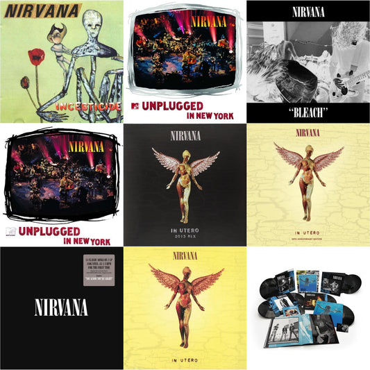 Bleach & Nevermind (30Th Anniversary/Super Deluxe/8LP/7Inch) & Incesticide (20Th Anniversary 45RPM Edition) & In Utero & In Utero: 2013 Mix (2LP) & Nirvana (150G/Dl Code) & Mtv Unplugged In New York (2 LP) & In Utero (180G/33-1/3 RPM) & Unplugged In N.Y.
