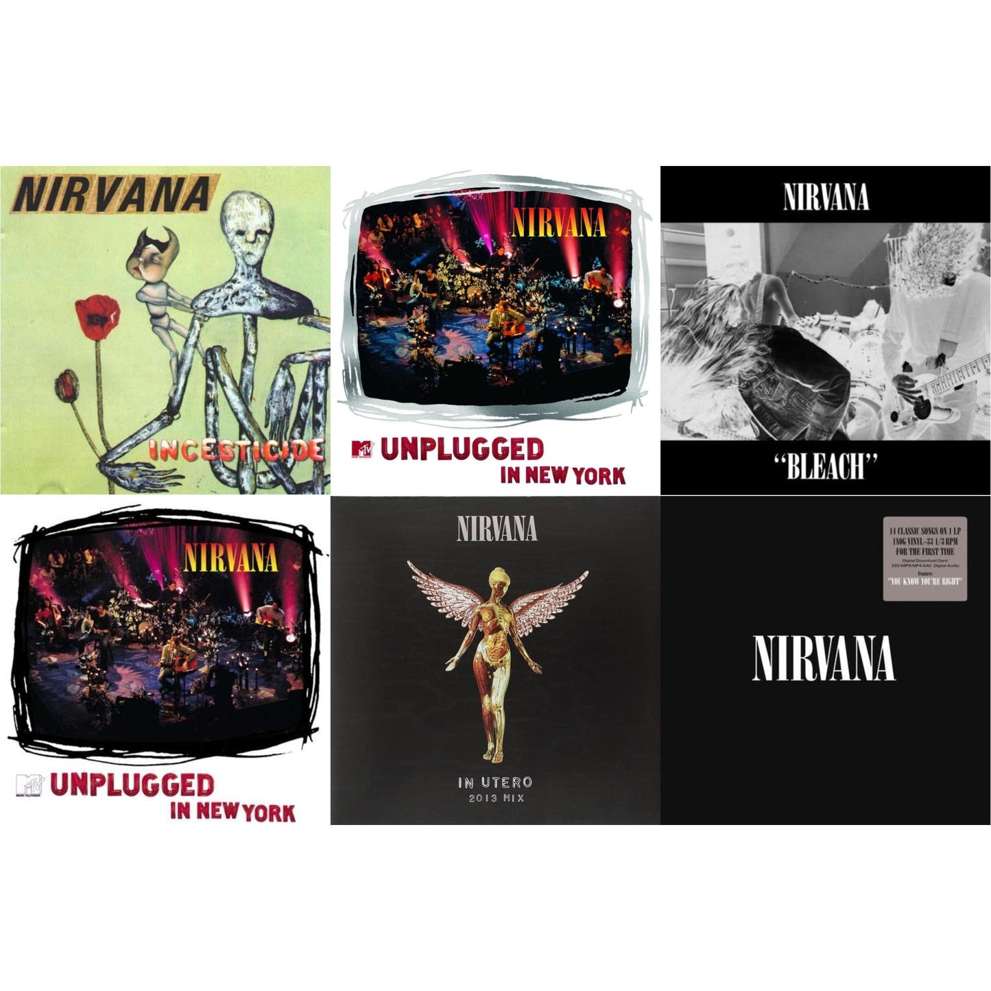 Bleach & Incesticide (20Th Anniversary 45RPM Edition) & In Utero: 2013 Mix (2LP) & Nirvana (150G/Dl Code) & Mtv Unplugged In New York (2 LP) & Unplugged In N.Y.