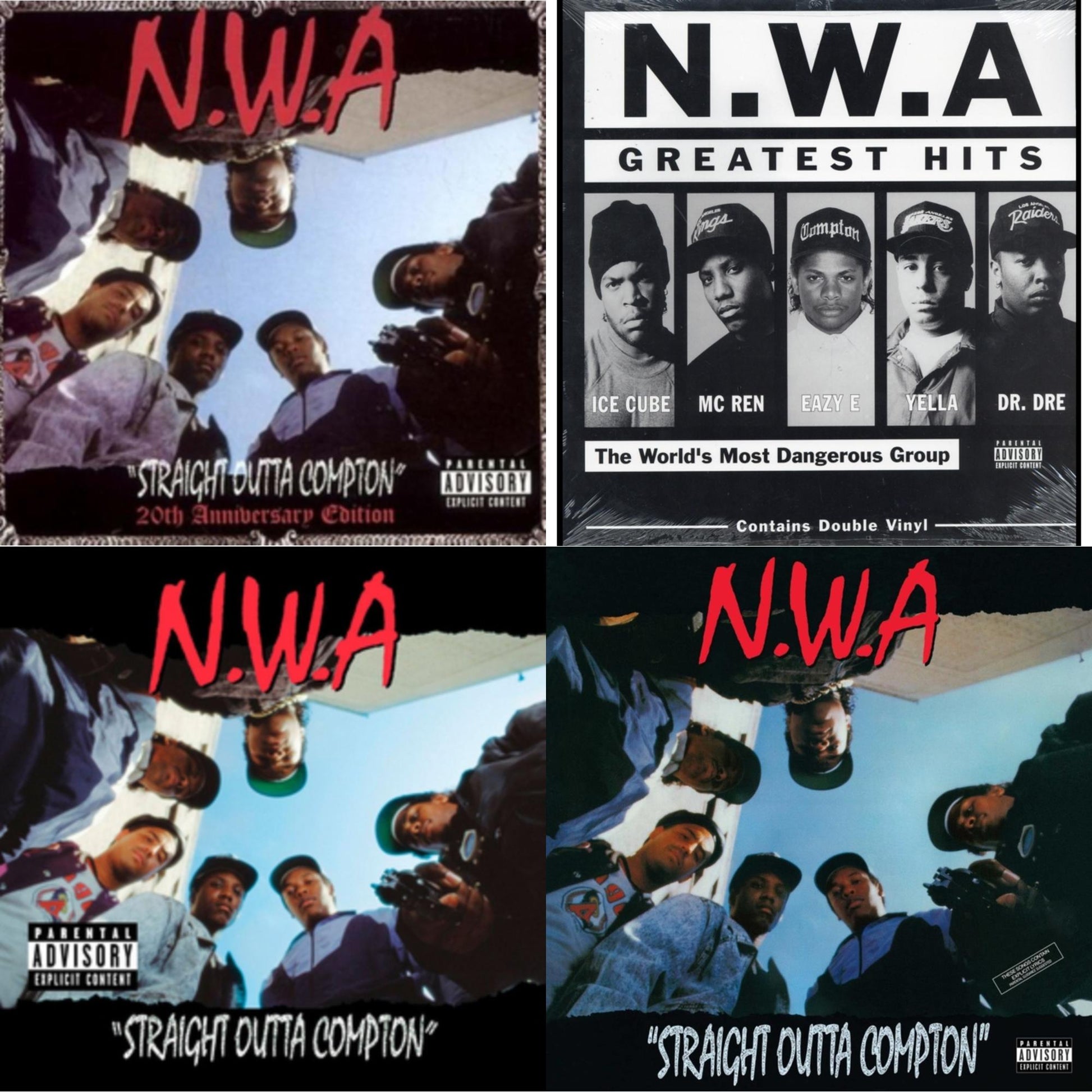 This is a 4 LP Vinyl SKU bundle.
1.This LP Vinyl is brand new.Format: LP VinylMusic Style: GangstaThis item's title is: Straight Outta (20Th Anniversary Edition)Artist: N.W.A.Label: PRIORITYBarcode: 5099951123918Release Date: 12/4/2007
2.This LP Vinyl is brand new.