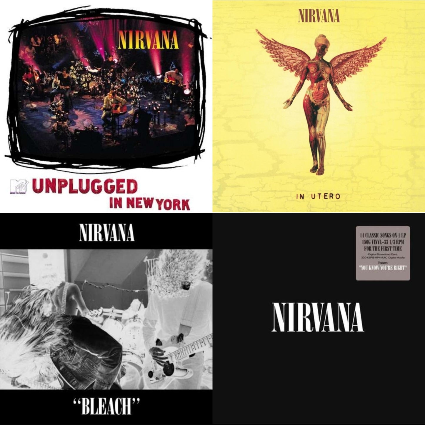 Bleach & Nirvana (150G/Dl Code) & In Utero (180G/33-1/3 RPM) & Unplugged In N.Y.