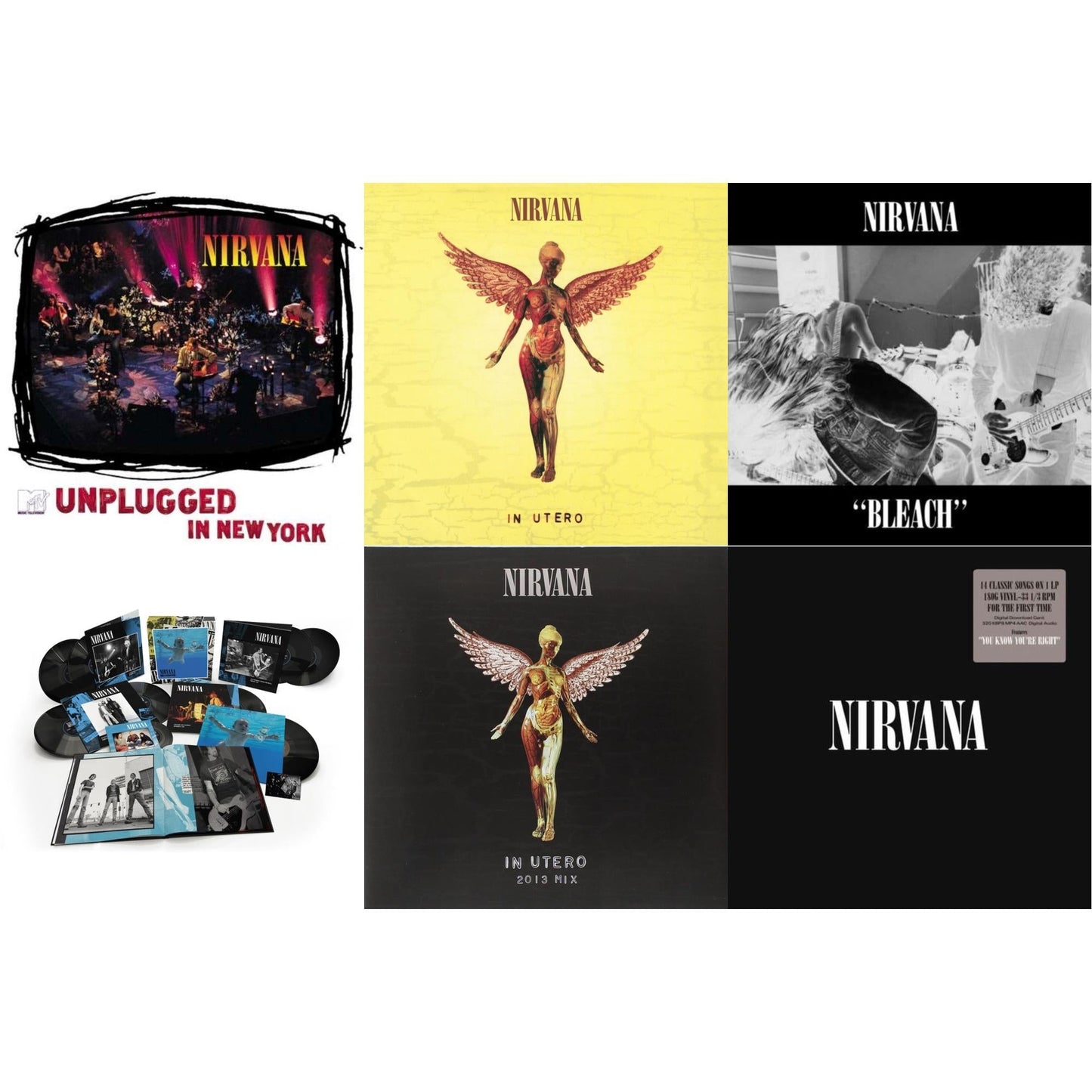 Bleach & Nevermind (30Th Anniversary/Super Deluxe/8LP/7Inch) & In Utero: 2013 Mix (2LP) & Nirvana (150G/Dl Code) & In Utero (180G/33-1/3 RPM) & Unplugged In N.Y.