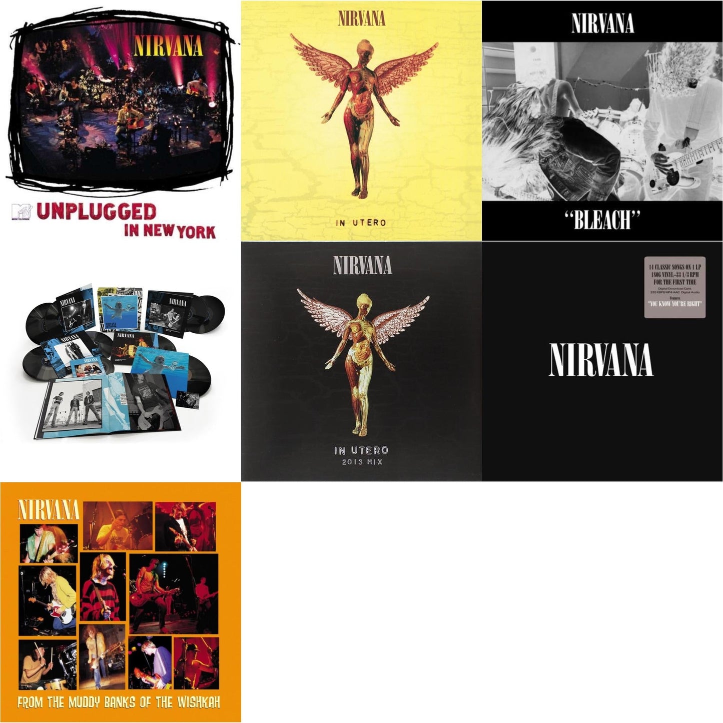 Bleach & Nevermind (30Th Anniversary/Super Deluxe/8LP/7Inch) & In Utero: 2013 Mix (2LP) & Nirvana (150G/Dl Code) & In Utero (180G/33-1/3 RPM) & Unplugged In N.Y. & From The Muddy Banks Of The Wishkah