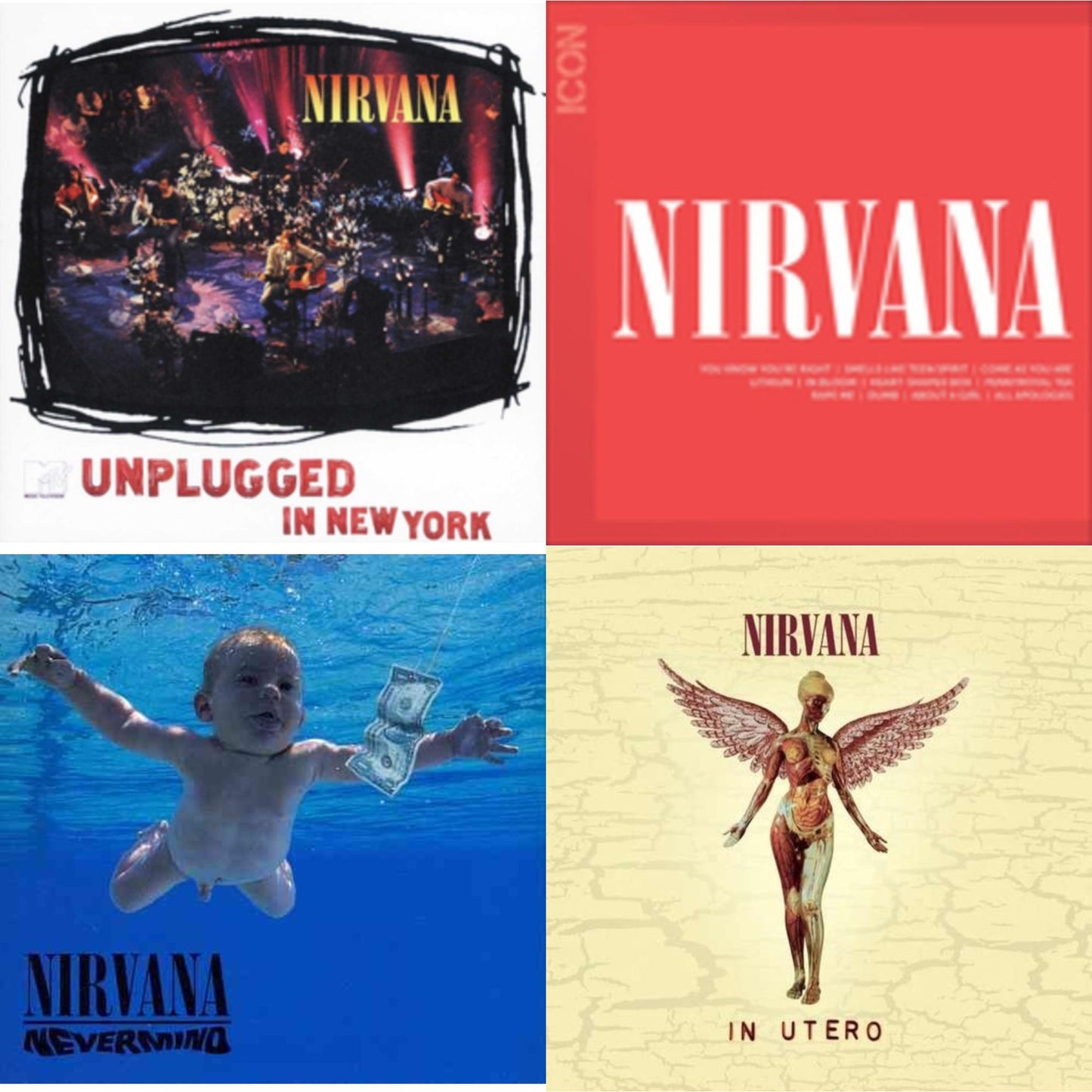 Nirvana - Icon & Nevermind & In Utero & Unplugged In N.Y. - CD Bundle