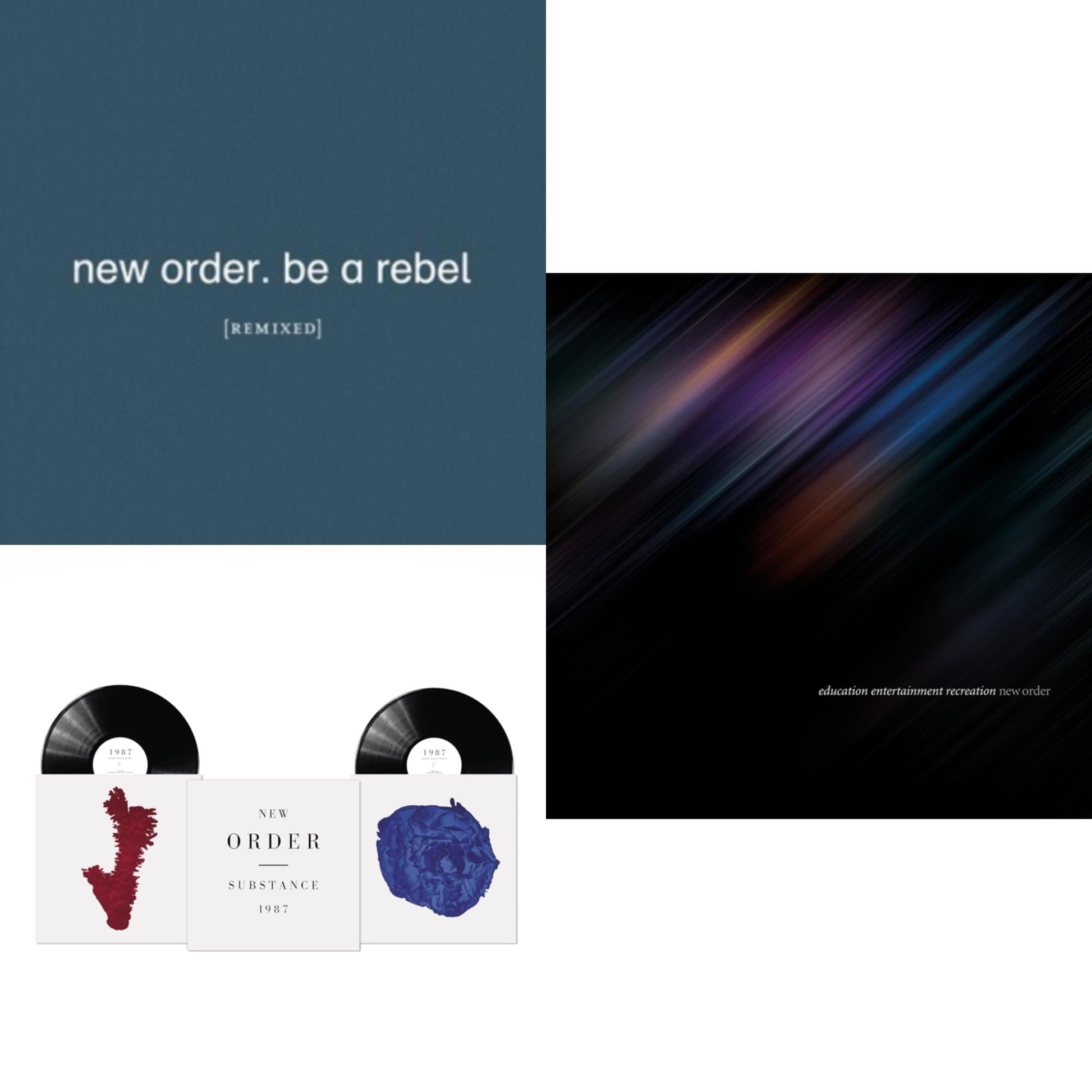 This is a 3 LP Vinyl SKU bundle.
1.This LP Vinyl is brand new.Format: LP VinylThis item's title is: Be A Rebel Remixed (Limited Edition/Clear LP Vinyl)Artist: New OrderLabel: MUTEBarcode: 5400863043919Release Date: 9/10/2021
2.This LP Vinyl is brand new.