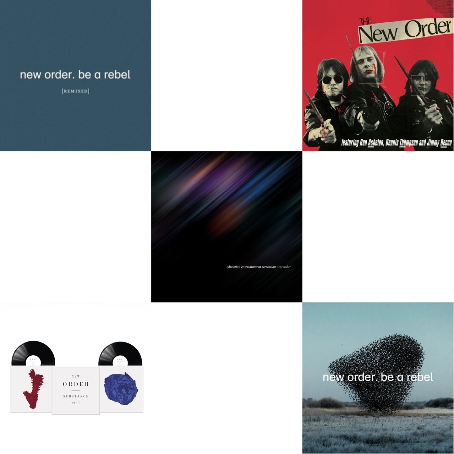 This is a 5 LP Vinyl SKU bundle.
1.This LP Vinyl is brand new.Format: LP VinylThis item's title is: Be A Rebel Remixed (Limited Edition/Clear LP Vinyl)Artist: New OrderLabel: MUTEBarcode: 5400863043919Release Date: 9/10/2021
2.This LP Vinyl is brand new.