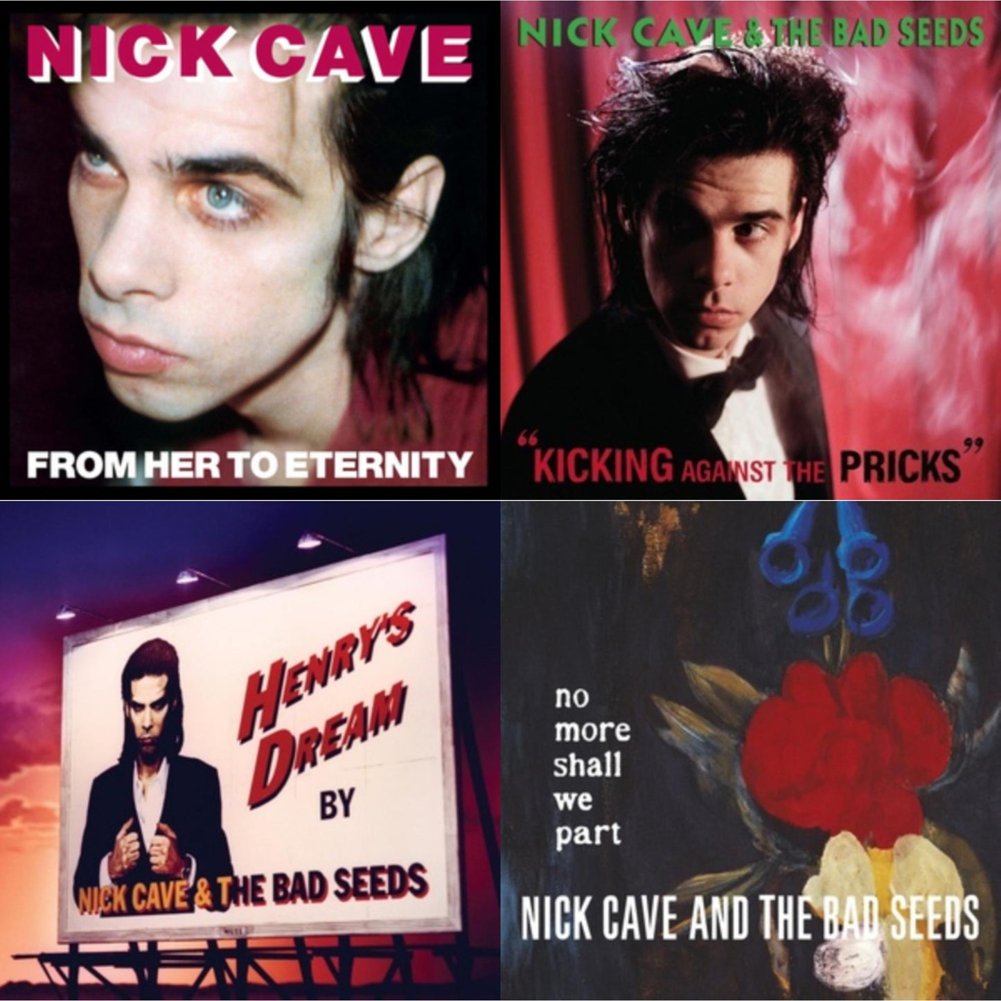 This is a 4 LP Vinyl SKU bundle.
1.This LP Vinyl is brand new.Format: LP VinylMusic Style: Alternative RockThis item's title is: From Her To EternityArtist: Nick & The Bad Seeds CaveLabel:  A BMG COMPANY MUTEBarcode: 5414939710117Release Date: 7/8/2014
2.This LP Vinyl is brand new.