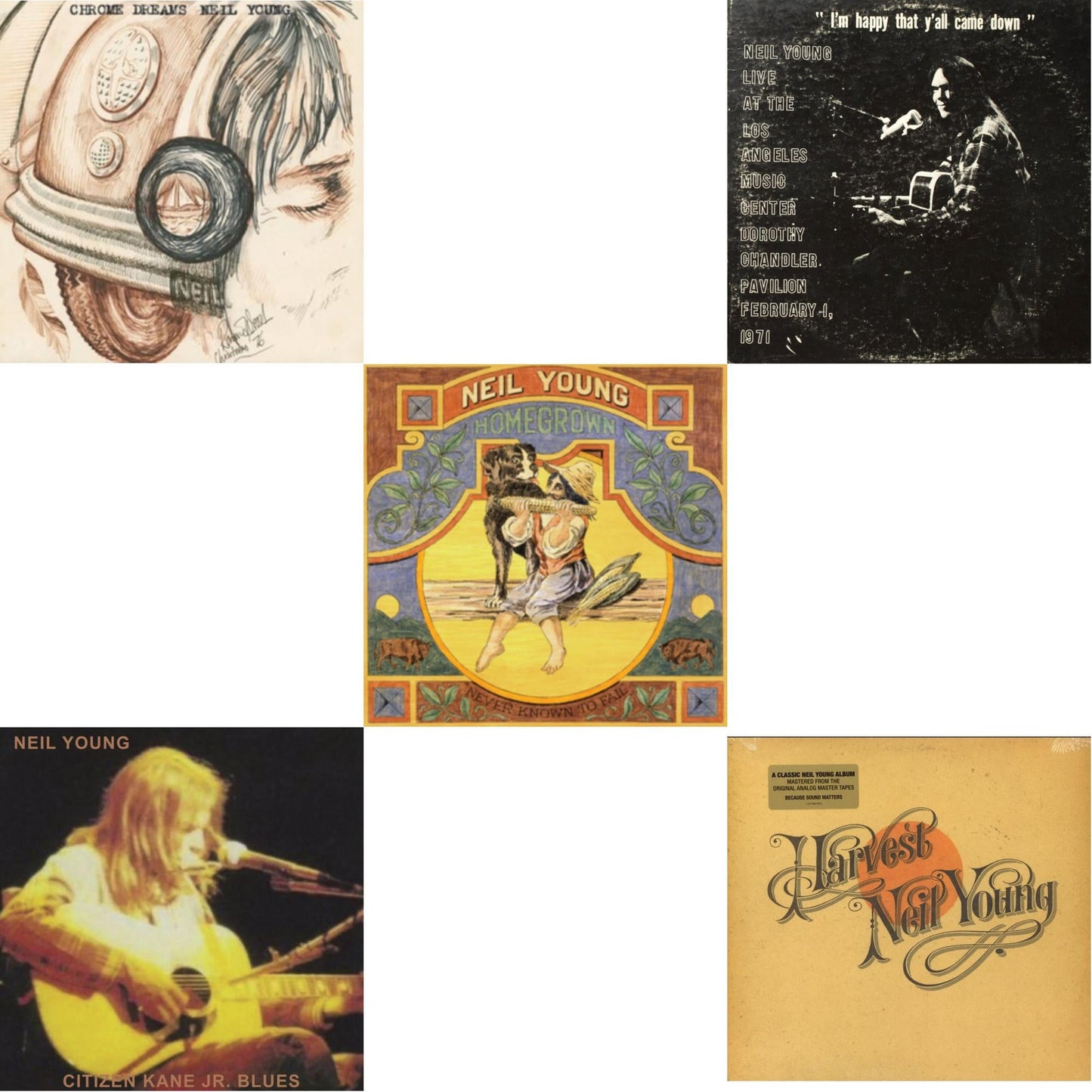 Chrome Dreams (2LP) & Citizen Kane Jr. Blues 1974 (Live At The Bottom Line) & Dorothy Chandler Pavilion 1971 & Homegrown & Harvest