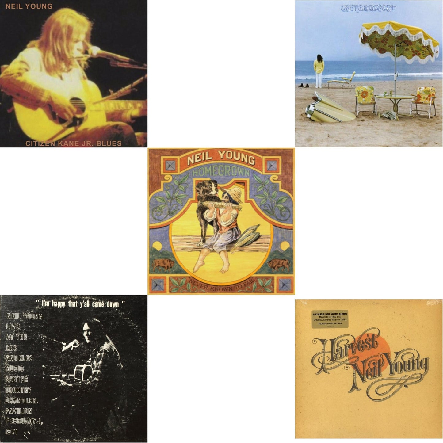 Citizen Kane Jr. Blues 1974 (Live At The Bottom Line) & Dorothy Chandler Pavilion 1971 & Homegrown & On The Beach & Harvest