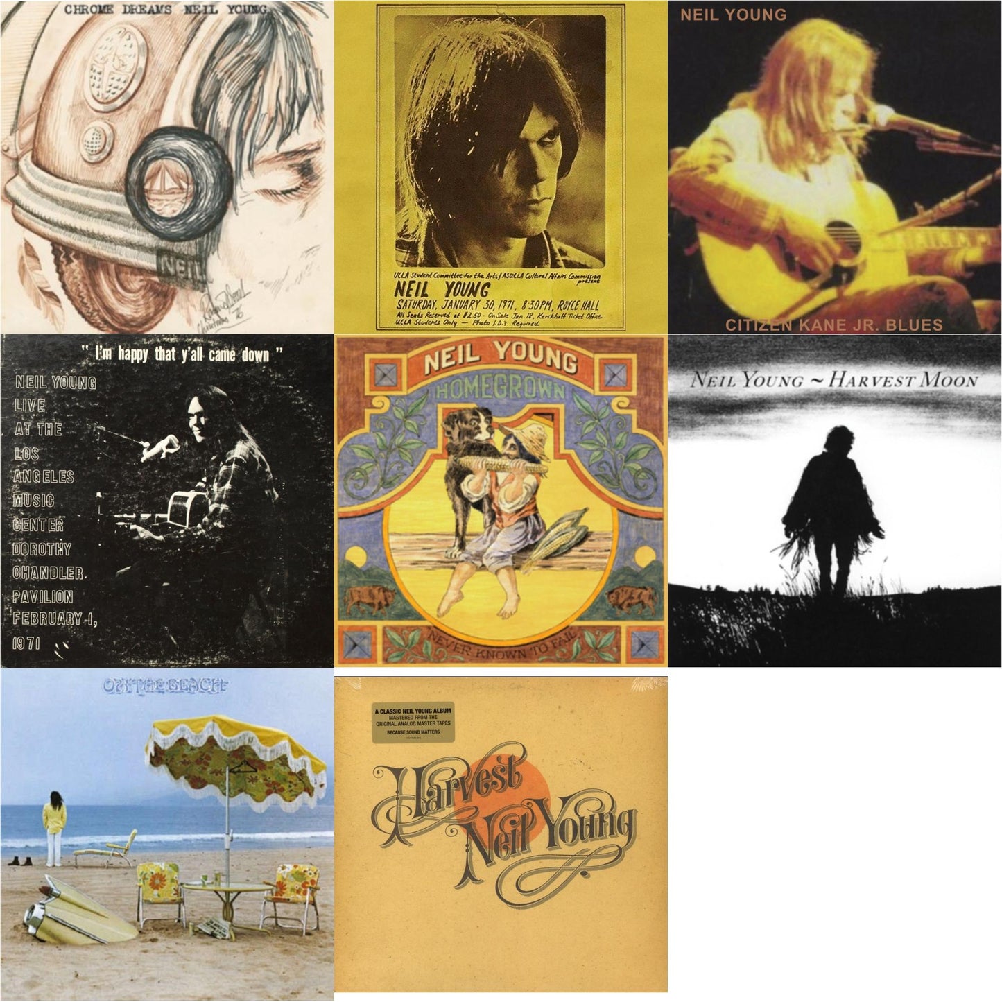 Chrome Dreams (2LP) & Royce Hall 1971 & Citizen Kane Jr. Blues 1974 (Live At The Bottom Line) & Dorothy Chandler Pavilion 1971 & Homegrown & Harvest Moon (2LP) & On The Beach & Harvest