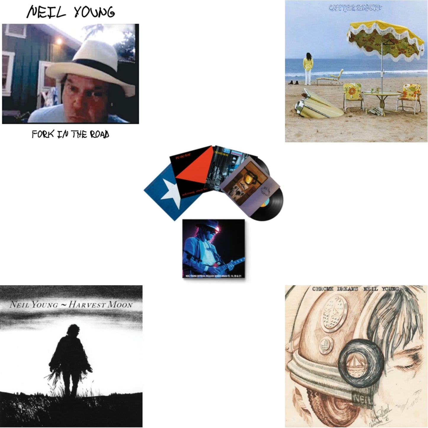 Chrome Dreams (2LP) & Official Release Series Discs 13, 14, 20 & 21 & Harvest Moon (2LP) & On The Beach & Fork In The Road (140G)