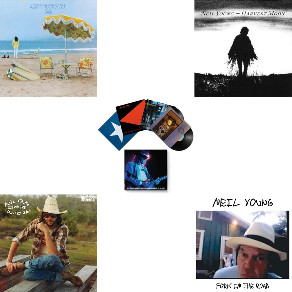 On The Beach (Clear LP Vinyl/50Th Ann) & Oceanside Countryside & Official Release Series Discs 13, 14, 20 & 21 & Harvest Moon (2LP) & Fork In The Road (140G)