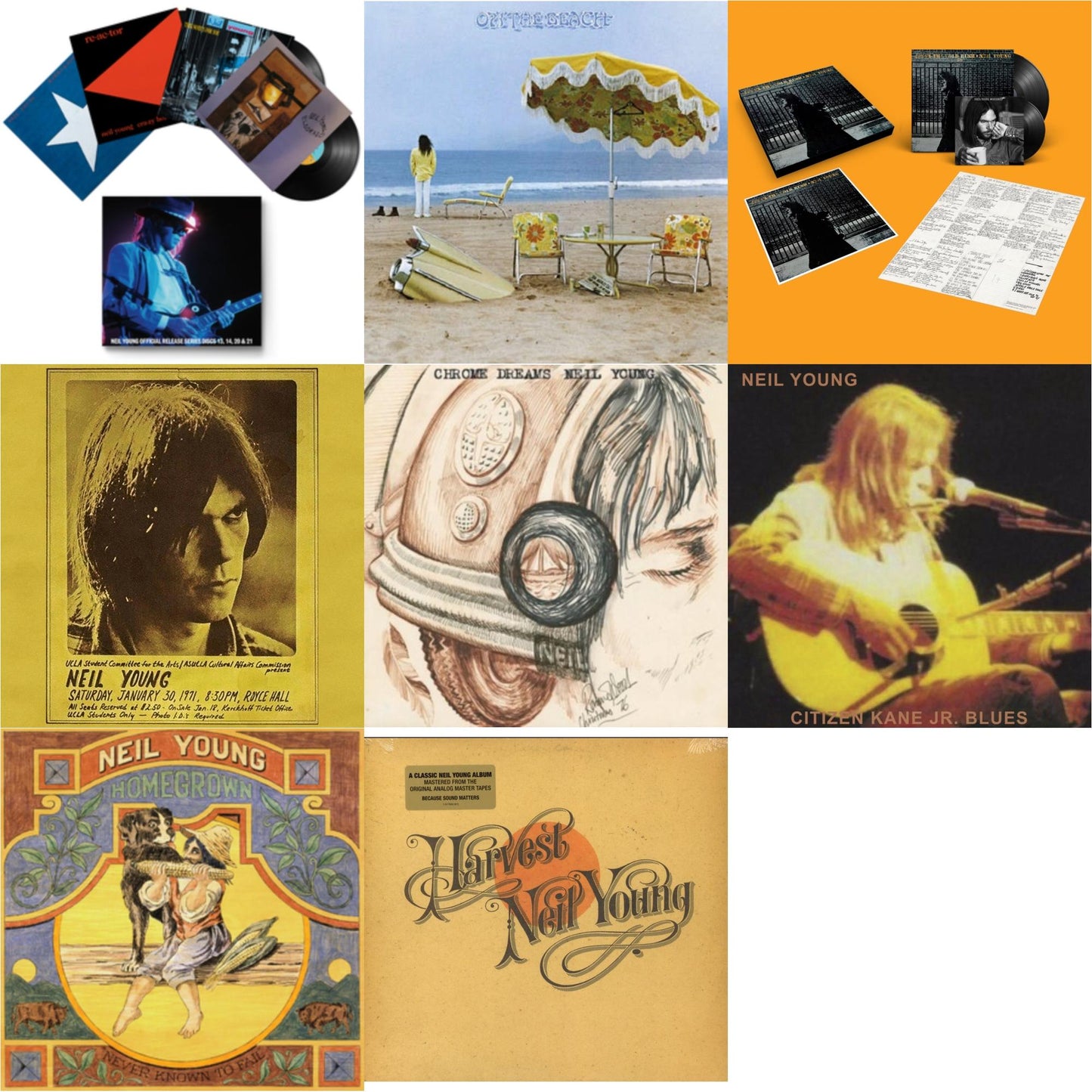 Chrome Dreams (2LP) & Royce Hall 1971 & Citizen Kane Jr. Blues 1974 (Live At The Bottom Line) & After The Gold Rush (50Th Anniv Ed) & Official Release Series Discs 13, 14, 20 & 21 & Homegrown & On The Beach & Harvest