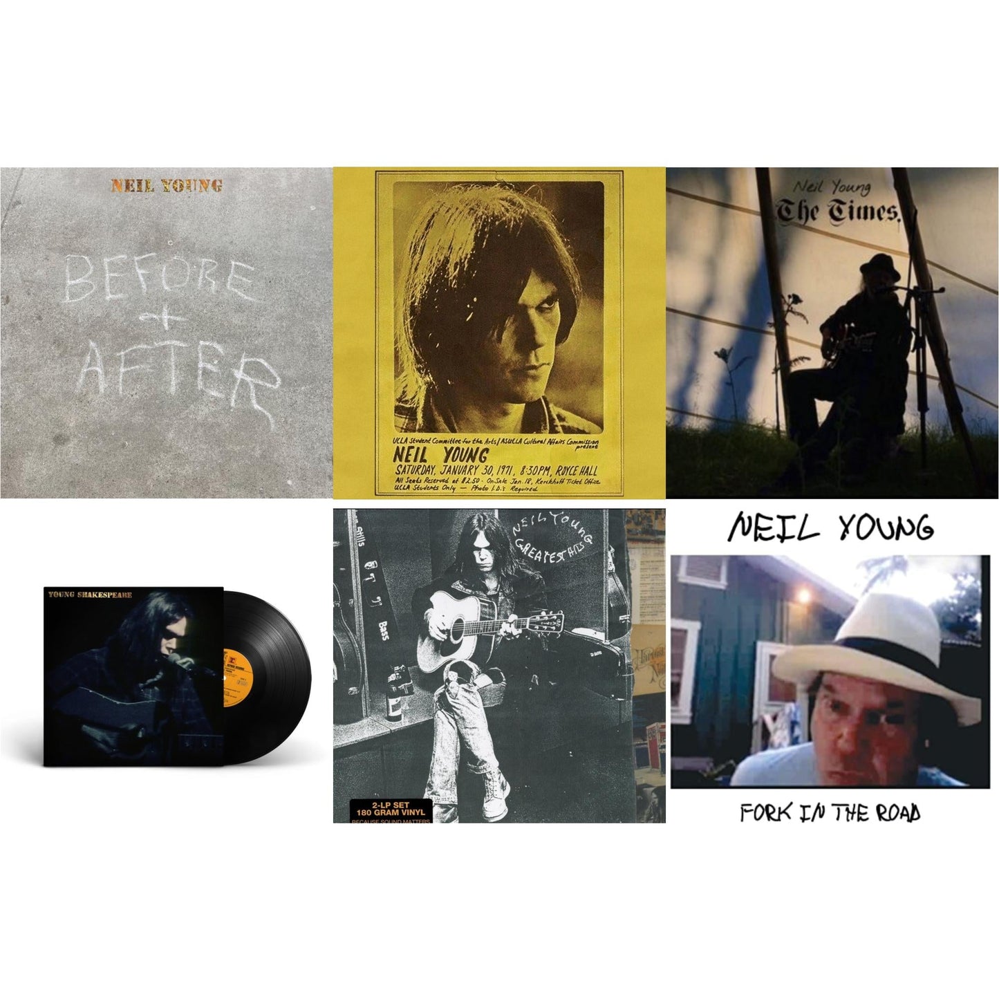 This is a 6 LP Vinyl SKU bundle.
1.This LP Vinyl is brand new.Format: LP VinylThis item's title is: Before & After (Clear LP Vinyl) (I)Artist: Neil YoungBarcode: 093624849445Release Date: 12/8/2023
2.This LP Vinyl is brand new.
