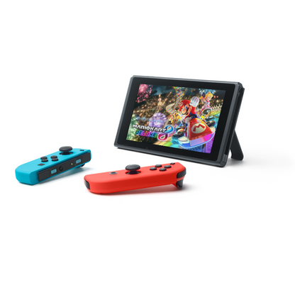 This is brand new.Nintendo Switch™: Mario Kart™ 8 Deluxe Bundle  This bundle has everything you need to start playing right away, including a Nintendo Switch™ system with Neon Red and Neon Blue Joy-Con™ controllers. Plus, enjoy an added value of $79.