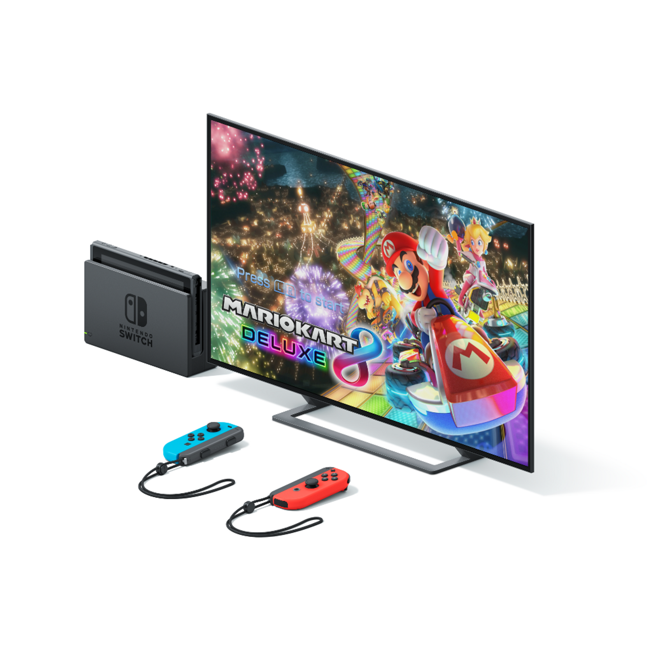 This is brand new.Nintendo Switch™: Mario Kart™ 8 Deluxe Bundle  This bundle has everything you need to start playing right away, including a Nintendo Switch™ system with Neon Red and Neon Blue Joy-Con™ controllers. Plus, enjoy an added value of $79.