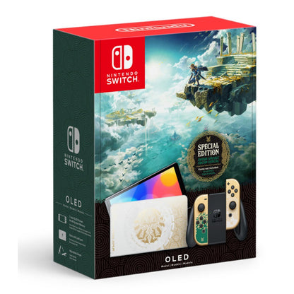 This is brand new.The Nintendo Switch – OLED Model - The Legend of Zelda: Tears of the Kingdom Edition system features a design inspired by the Legend of Zelda: Tears of the Kingdom game, including the familiar Hylian Crest from the Legend of Zelda series on the front of the dock (game not included).