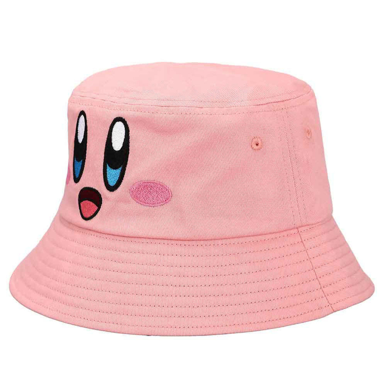 This is brand new.Embrace the playful spirit of Dream Land with this adorable Kirby Face Bucket Hat! Perfect for fans of all ages, this hat captures the essence of the lovable pink hero in a fun and stylish design.