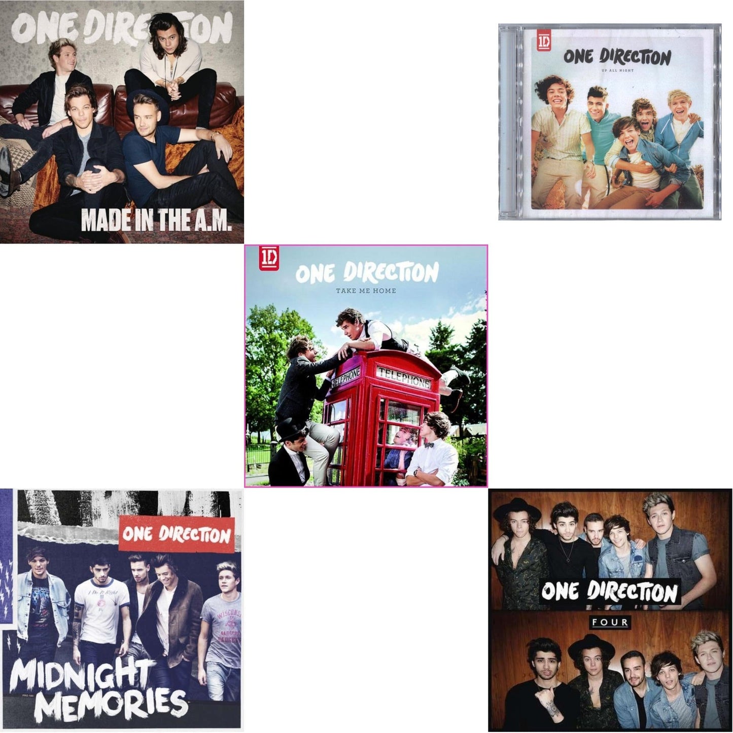 This is a 5 CD SKU bundle.
1.This CD is brand new.Format: CDMusic Style: Indie RockThis item's title is: Made In The A.M.Artist: One DirectionLabel: COLUMBIA/ SYCOBarcode: 888751307926Release Date: 11/13/2015
2.This CD is brand new.