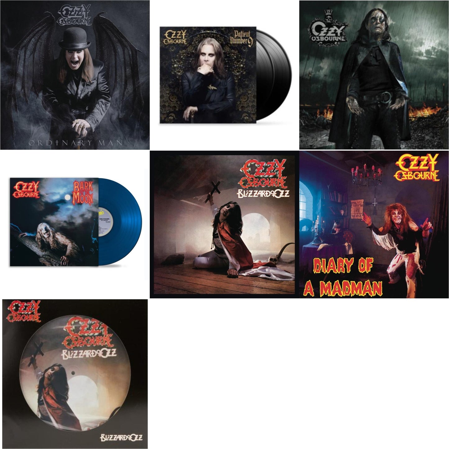 Ordinary Man (140G) & Patient Number 9 & Black Rain (2LP) & Bark At The Moon (40Th Anniversary) (Translucent Cobalt Blue LP Vinyl) & Blizzard Of Ozz (180G/30Th Anniversary Legacy Edition) & Diary Of A Madman (180G) & Blizzard Of Ozz (Picture Disc)