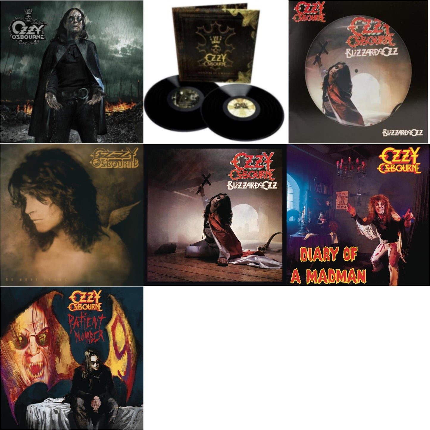 This is a 7 LP Vinyl SKU bundle.
1.This LP Vinyl is brand new.Format: LP VinylMusic Style: Heavy MetalThis item's title is: No More Tears (2LP)Artist: Ozzy OsbourneLabel: LEGACYBarcode: 194398772714Release Date: 9/17/2021
2.This LP Vinyl is brand new.
