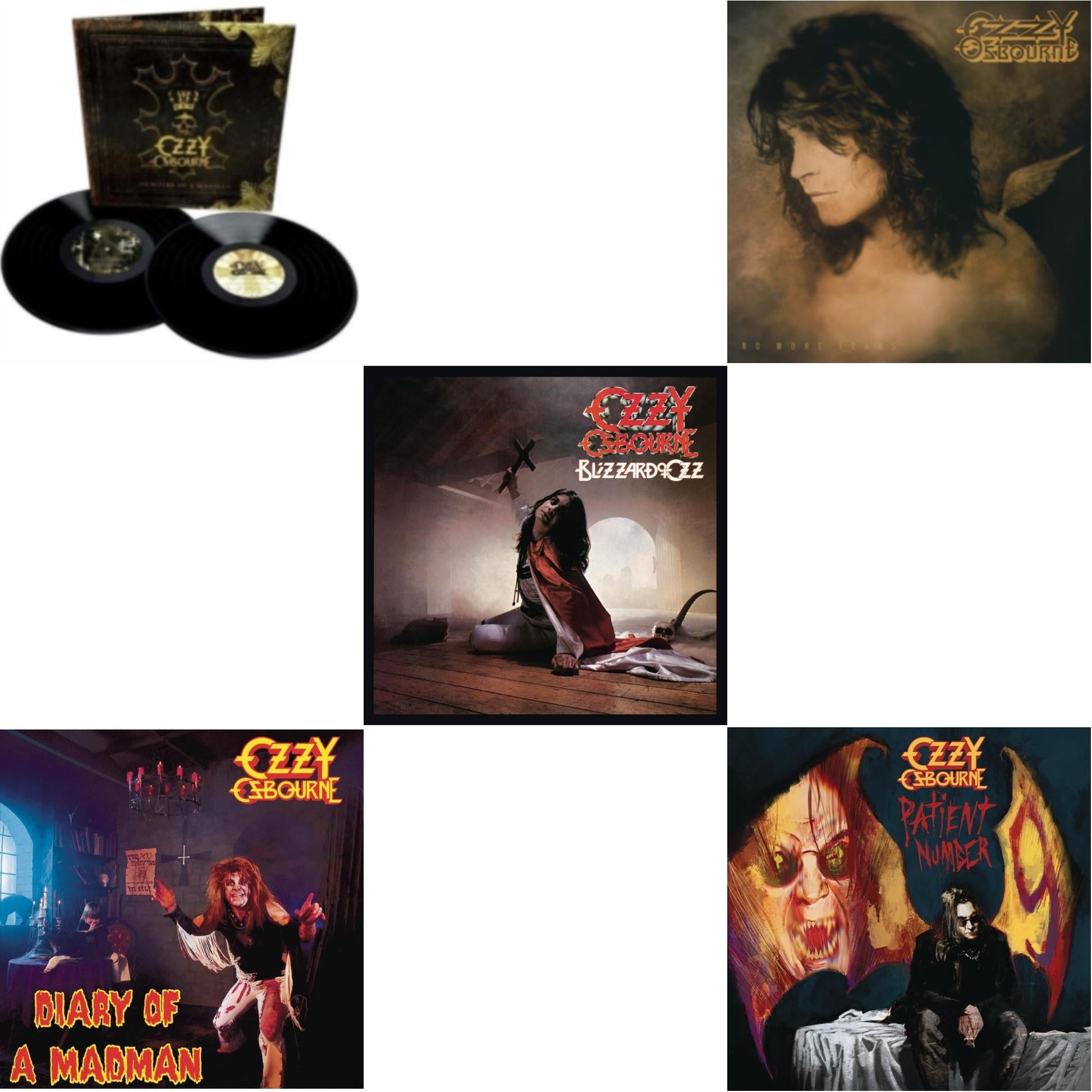 This is a 5 LP Vinyl SKU bundle.
1.This LP Vinyl is brand new.Format: LP VinylMusic Style: Heavy MetalThis item's title is: No More Tears (2LP)Artist: Ozzy OsbourneLabel: LEGACYBarcode: 194398772714Release Date: 9/17/2021
2.This LP Vinyl is brand new.