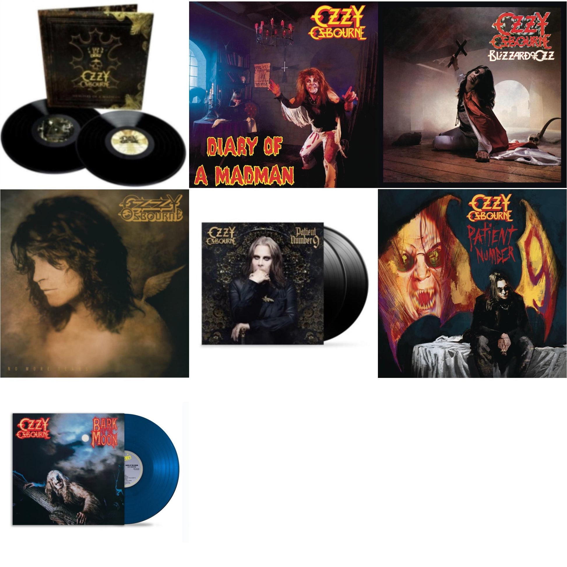 This is a 7 LP Vinyl SKU bundle.
1.This LP Vinyl is brand new.Format: LP VinylMusic Style: Heavy MetalThis item's title is: No More Tears (2LP)Artist: Ozzy OsbourneLabel: LEGACYBarcode: 194398772714Release Date: 9/17/2021
2.This LP Vinyl is brand new.
