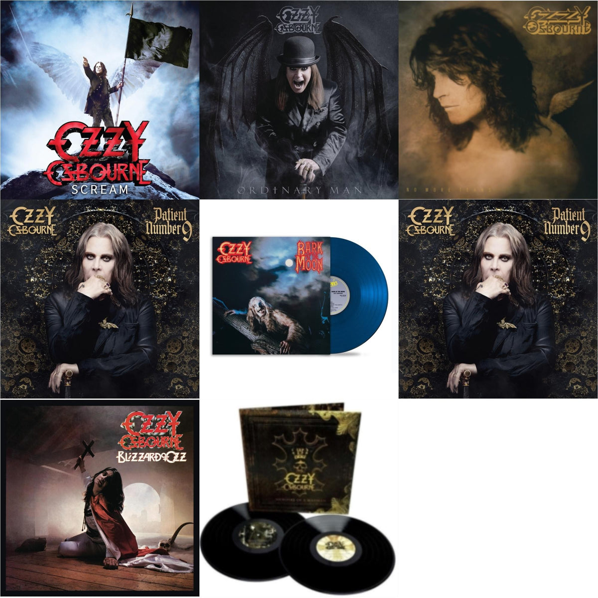 Scream (2LP) & Ordinary Man (140G) & No More Tears (2LP) & Patient Number 9 (Picture Disc/2LP) & Bark At The Moon (40Th Anniversary) (Translucent Cobalt Blue LP Vinyl) & Patient Number 9 (2LP/Crystal Clearvinyl)