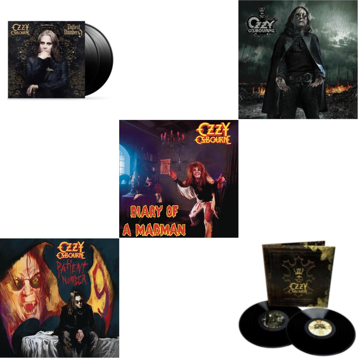 This is a 5 LP Vinyl SKU bundle.
1.This LP Vinyl is brand new.Format: LP VinylMusic Style: Hard RockThis item's title is: Patient Number 9Artist: Ozzy OsbourneLabel: EPICBarcode: 194399328118Release Date: 9/9/2022
2.This LP Vinyl is brand new.