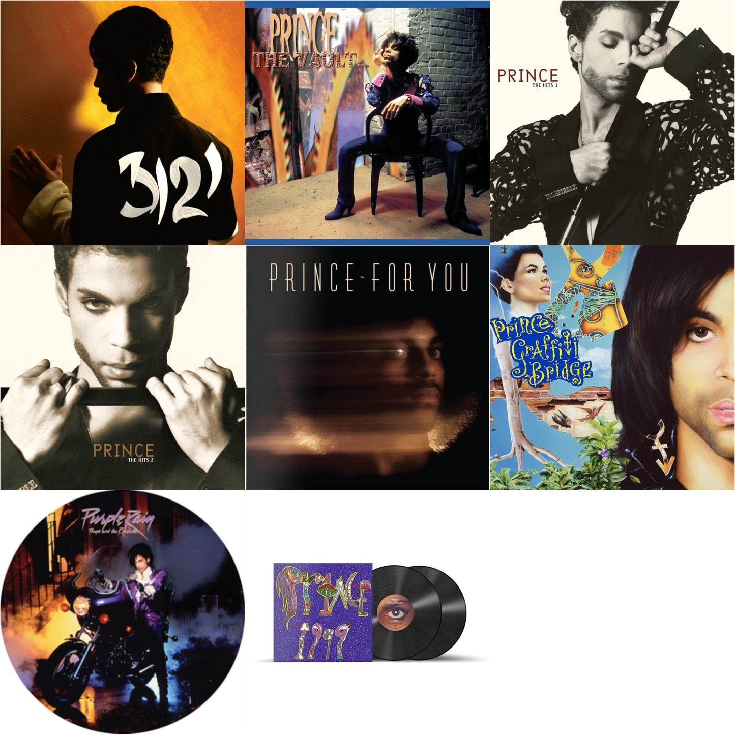 Purple Rain Ost (Picture Disc) & 3121 (2 LP) (150G Vinyl/ Purple Vinyl) & For You & 1999 (X) & Vault - Old Friends 4 Sale & Hits 1 (X) (2LP) & Hits 2 (X) (2LP) & Music From Graffiti Bridge (X) (2LP)