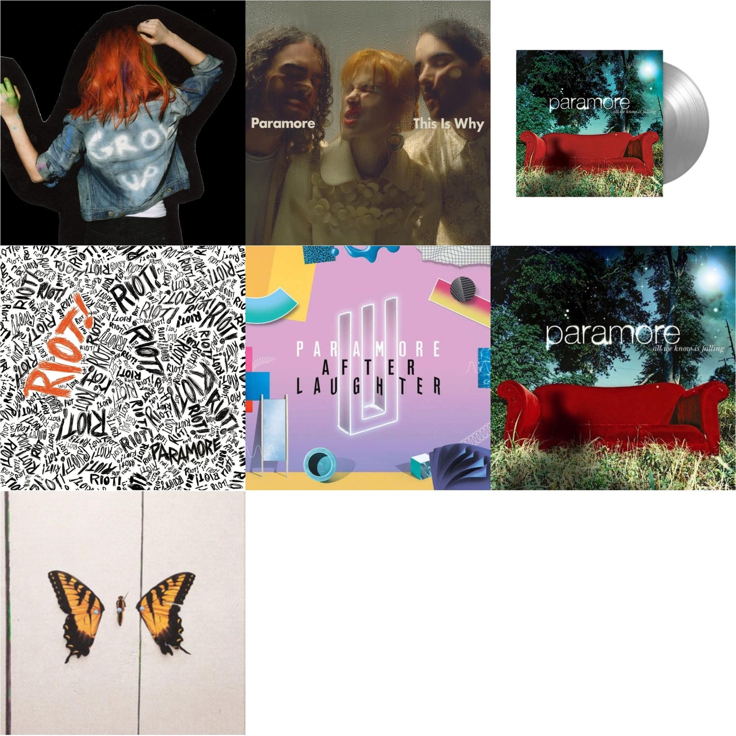 This is a 7 LP Vinyl SKU bundle.
1.This LP Vinyl is brand new.Format: LP VinylThis item's title is: Paramore (2LP)Artist: ParamoreBarcode: 075678617393Release Date: 1/5/2024
2.This LP Vinyl is brand new.