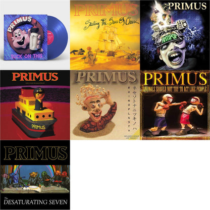 Primus - Suck On This (Cobalt Blue LP Vinyl/Remastered/Reissue) & Sailing Seas Of Cheese & Antipop (2 LP) & Tales From The Punchbowl (2LP) & Rhinoplasty (2 LP) & Animals Should Not Try To Act Like People & Desaturating Seven (7Th Anniversary)
