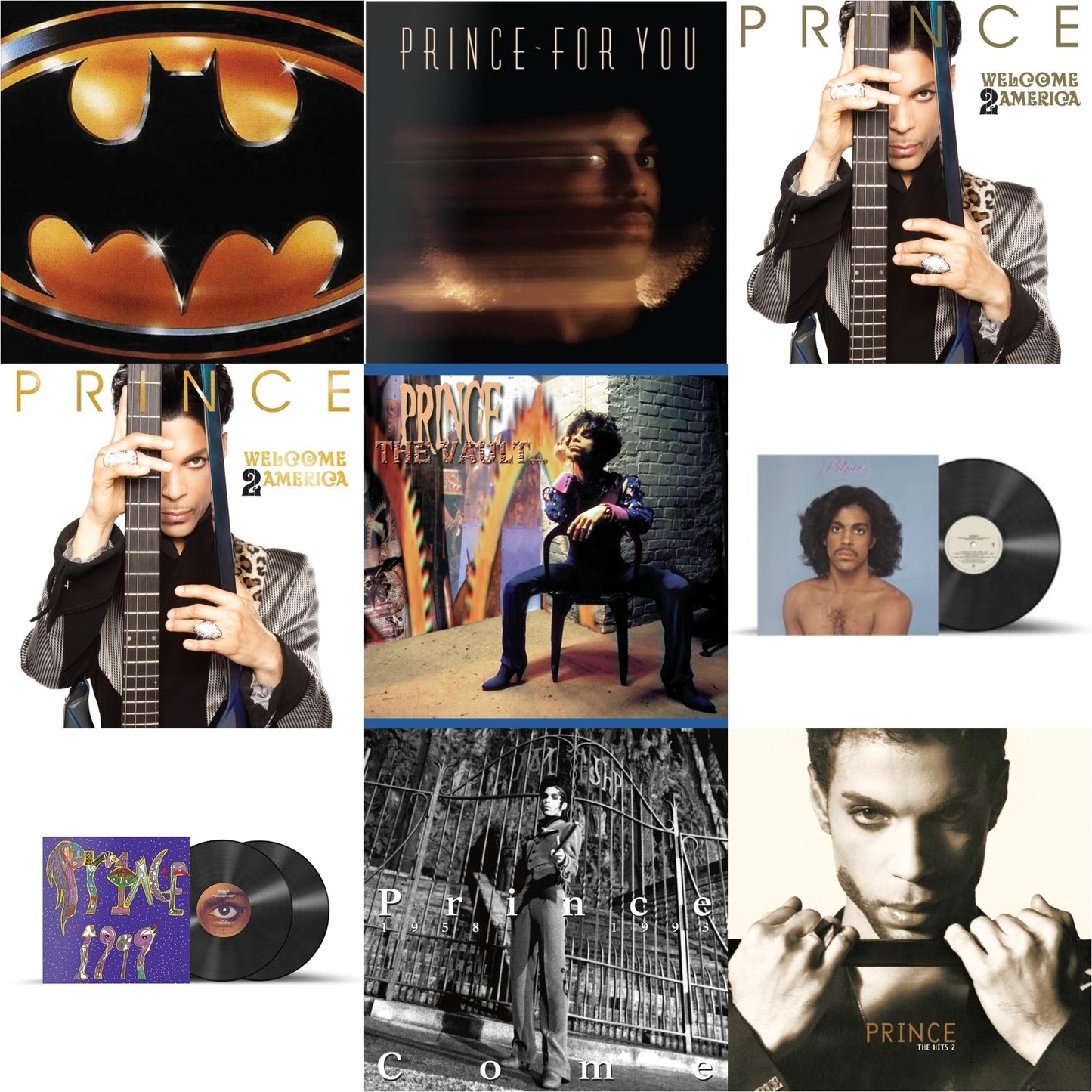 Welcome 2 America (2LP) & For You & Prince (X) & 1999 (X) & Welcome 2 America (Deluxe/2LP/CD/Blu-Ray) & Come & Vault - Old Friends 4 Sale & Hits 2 (X) (2LP) & Batman Ost