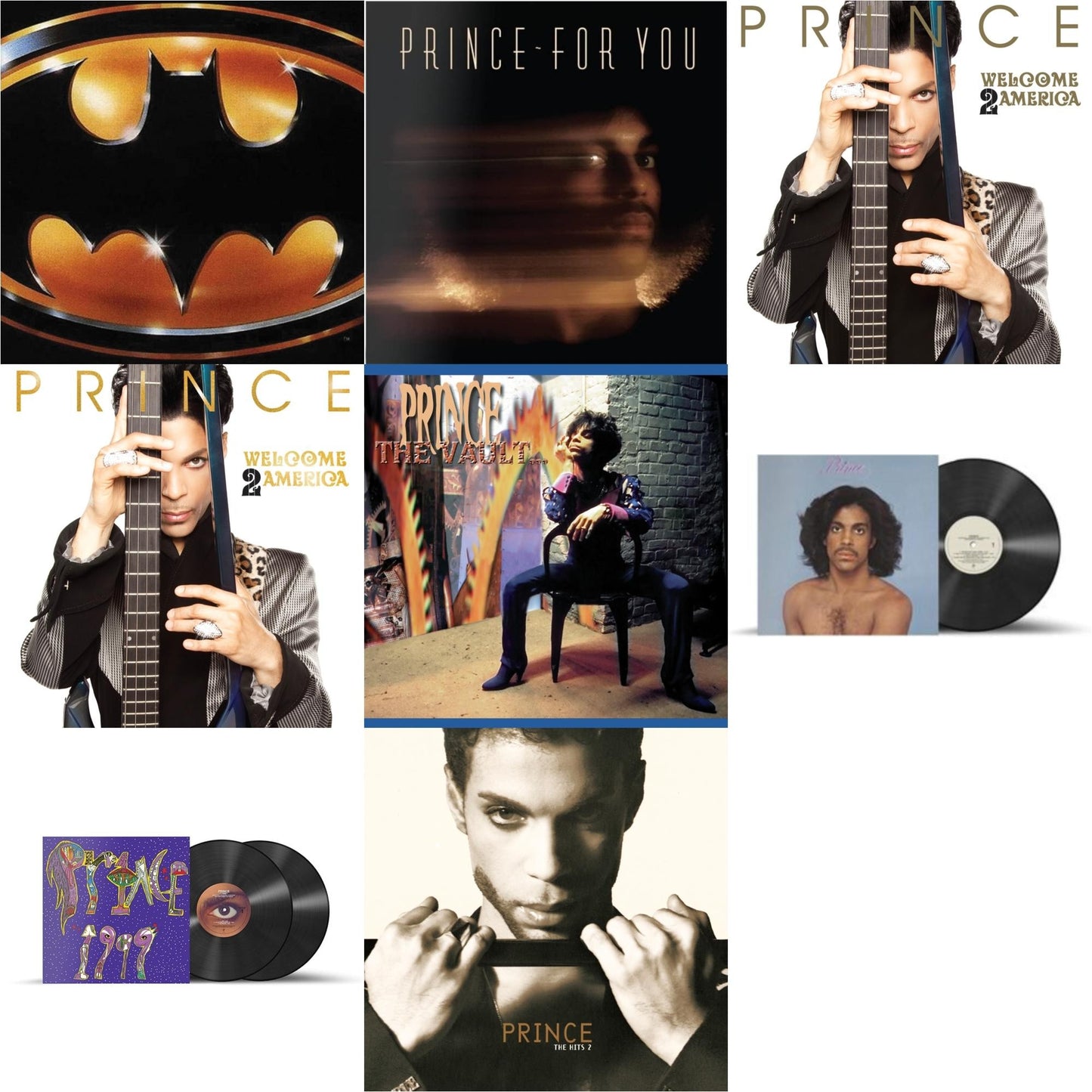 Welcome 2 America (2LP) & For You & Prince (X) & 1999 (X) & Welcome 2 America (Deluxe/2LP/CD/Blu-Ray) & Vault - Old Friends 4 Sale & Hits 2 (X) (2LP) & Batman Ost