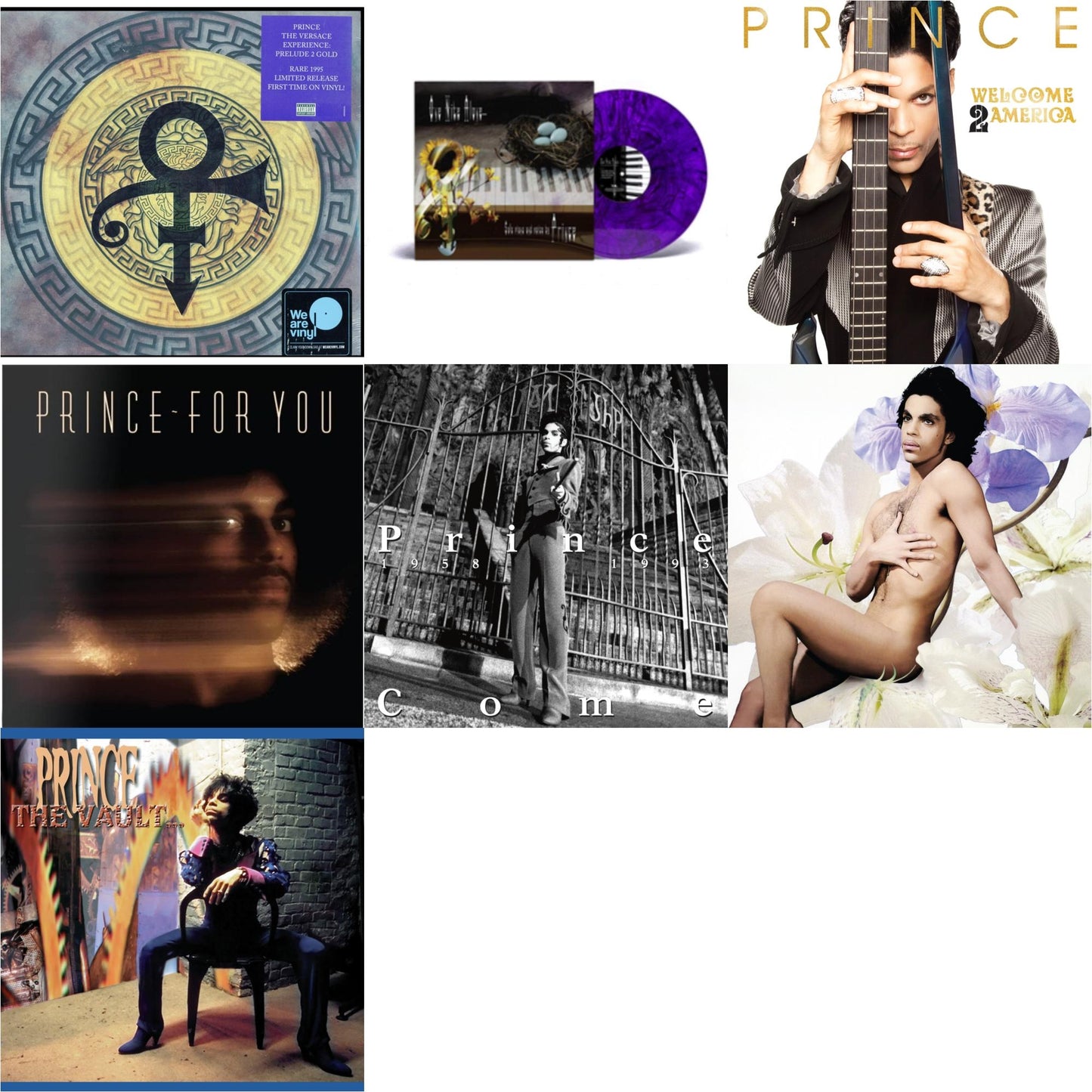 Versace Experience (Prelude 2 Gold) (150G/Purple LP Vinyl/Dl Insert) & One Nite Alone…(Solo Piano & Voice By Prince) (Purple LP Vinyl) & Welcome 2 America (2LP) & For You & Come & Lovesexy & Vault - Old Friends 4 Sale